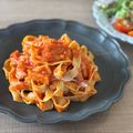 たべものにっき　tabemono's cooksnap of when they made 中華あじで♪濃厚トマトパスタ.