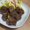 しーゆーのおかん's cooksnap of when they made まるで牛肉！節約合挽きサイコロステーキ☆.