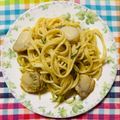 チェックのミニくま's cooksnap of when they made 【ワンパン】ねぎと帆立のクリームパスタ.