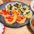 まいまい812's cooksnap of when they made 餃子の皮でクリスマスカラーのミニキッシュ.