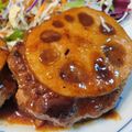 うっち～H's cooksnap of when they made うちの照り焼き☻和風蓮根はさみハンバーグ.