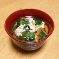 ドルフィンサーモン's cooksnap of when they made 簡単♬ほうれん草・にんじん・卵のお吸い物.