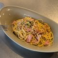 yuming02's cooksnap of when they made 納豆とベーコンのスパゲティ.