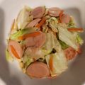 クックECV9QY☆'s cooksnap of when they made ✿キャベツと魚肉ソーセージのめんマヨ炒め.