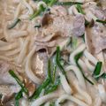 ときどき料理大学生's cooksnap of when they made 絶品♡豚バラとニラのごま味噌豆乳うどん.