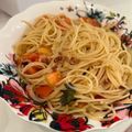 komugiko4's cooksnap of when they made ミニトマトとバジルのペペロンチーノ.