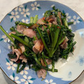春巻きママ's cooksnap of when they made 彩り！かりっとベーコンと春菊の簡単炒め.