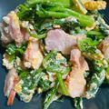 naoの台所's cooksnap of when they made 簡単♡ほうれん草とベーコンの卵マヨ炒め.