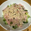 ママメイン！時々子供's cooksnap of when they made ＊きゅうりとハムで＊バンバンジー風サラダ.