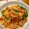 おげんげん☻'s cooksnap of when they made お店のメニュー♪トマトと茄子のミートスパ.
