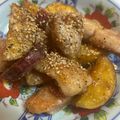 TATSUMIちゃん's cooksnap of when they made サツマイモと鶏もも照り焼き☆弁当☆夫絶賛.