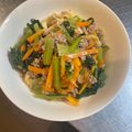 Okecchan's cooksnap of when they made ひき肉・小松菜・人参・油揚げの野菜炒め煮.