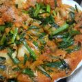 おにもつちゃん's cooksnap of when they made チーズとニラのキムチチヂミ.