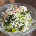Kayo's cooksnap of when they made 【キュウリとワカメのすしのこ和え】酢の物.