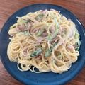 ＊うみぼー＊'s cooksnap of when they made アスパラとベーコンのクリームパスタ.