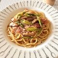 ばぢこ's cooksnap of when they made きのことアスパラのバター醤油スパ.
