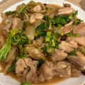クックLZ7E8G☆'s cooksnap of when they made 鶏肉とごぼう、かき菜の味噌炒め.