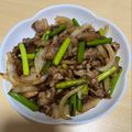 みるく大福's cooksnap of when they made ビールに合う！！豚肉とにんにくの芽炒め.