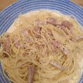 days713's cooksnap of when they made 生クリームなし！濃厚カルボナーラ.