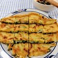 在宅勤務のおじさん's cooksnap of when they made ヘルシー★もやしとにらのチヂミ.