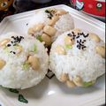 もちっこ橙色's cooksnap of when they made 大根の葉っぱ＆春菊軸と蒸し大豆のおむすび.