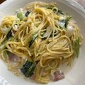 ズボラ主婦もんくくん's cooksnap of when they made 小松菜とベーコンのワンポットパスタ.