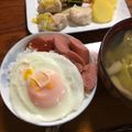 Ruriluru's cooksnap of when they made 一人ご飯にノンオイル✿レンジで目玉焼き✿.