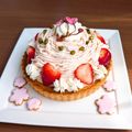 猫目たま's cooksnap of when they made 桜と苺のモンブランタルト*桜香る苺タルト.