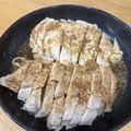 ママメイン！時々子供's cooksnap of when they made レンジ４分★柔らか鶏むね肉のよだれ鶏。.