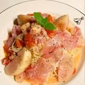 indiansun's cooksnap of when they made 夏季限定☆桃と生ハムとトマトの冷製パスタ.