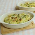 umemodoki's cooksnap of when they made ほっこり甘い♡新じゃがと鮭の豆乳グラタン.