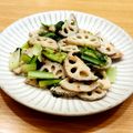 かなりんココりん's cooksnap of when they made 給食の「れんこんのおかか炒め」♡小松菜も.