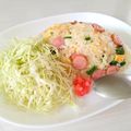 ぱふ's cooksnap of when they made お好きな炒飯に葉物野菜を添えて.