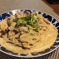 ロコロコ＿99's cooksnap of when they made ランチに♪きのこの塩昆布クリームパスタ.