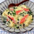 在宅勤務のおじさん's cooksnap of when they made ♯カニカマとほうれん草の卵雑炊♯.