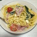 まろにゃぁ's cooksnap of when they made トマトと生ハムのパスタ.