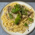 クック9A3N4S☆'s cooksnap of when they made お手軽です☆サバ缶と大葉で和風スパゲティ.
