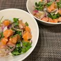tomo's cooksnap of when they made サーモンとパクチーのわさび醤油サラダ.