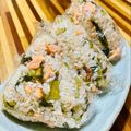 ryu☆ryu's cooksnap of when they made 塩シャケと野沢菜漬けのおにぎり.