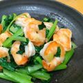 ちーまぐ's cooksnap of when they made ぷりっぷり♪海老と小松菜のにんにく塩炒め.