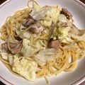 nina_scm's cooksnap of when they made 白だしで出来る！キャベツのサバ缶パスタ.