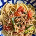 にこふわわ's cooksnap of when they made トマトとレモンのミートソーススパゲティー.