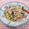 在宅勤務のおじさん's cooksnap of when they made ほうれん草と塩鮭としめじのクリームパスタ.