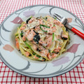 在宅勤務のおじさん's cooksnap of when they made ほうれん草と塩鮭としめじのクリームパスタ.