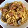 ママメイン！時々子供's cooksnap of when they made なすとウインナーの和風にんにくパスタ.