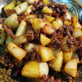 ちぅちぅぽにょ's cooksnap of when they made 揚げじゃがいものそぼろ煮.