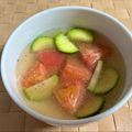 Susie845's cooksnap of when they made トマトとズッキーニの冷製コンソメスープ.