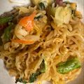 友里のズボラ飯's cooksnap of when they made 辛ラーメンで辛旨ナポリタン風.