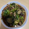 みるく大福's cooksnap of when they made 挽肉100ｇ☆ナスとほうれん草の中華炒め.