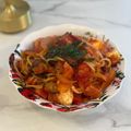 komugiko4's cooksnap of when they made 茄子＆ベーコンのモッツァレラトマトパスタ.